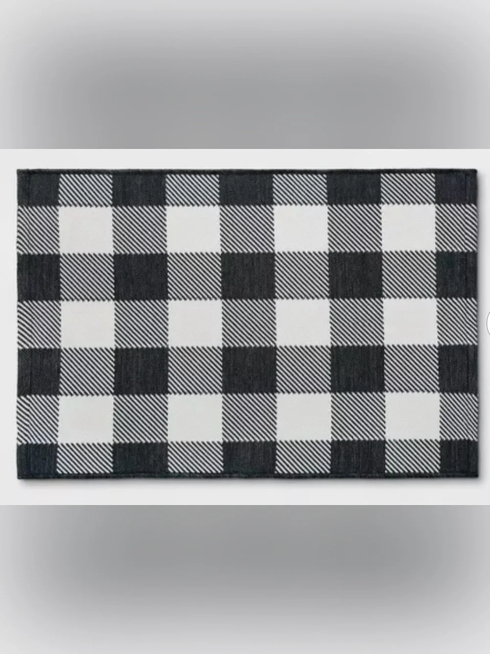 Threshold Black White Buffalo Plaid Reversible Rug 2x3 Farmhouse Indoor Outdoor
